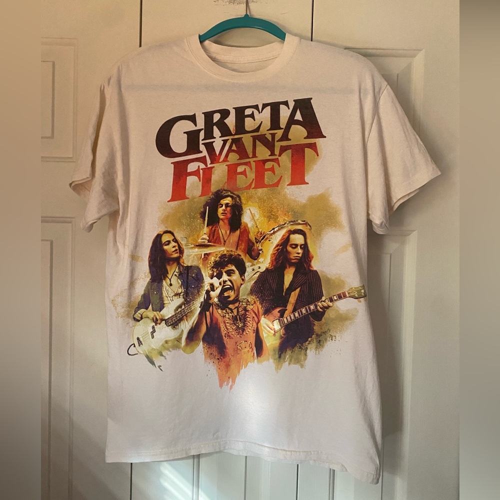 Size Medium Greta Van Fleet Cream Short-Sleeve T-Shirt